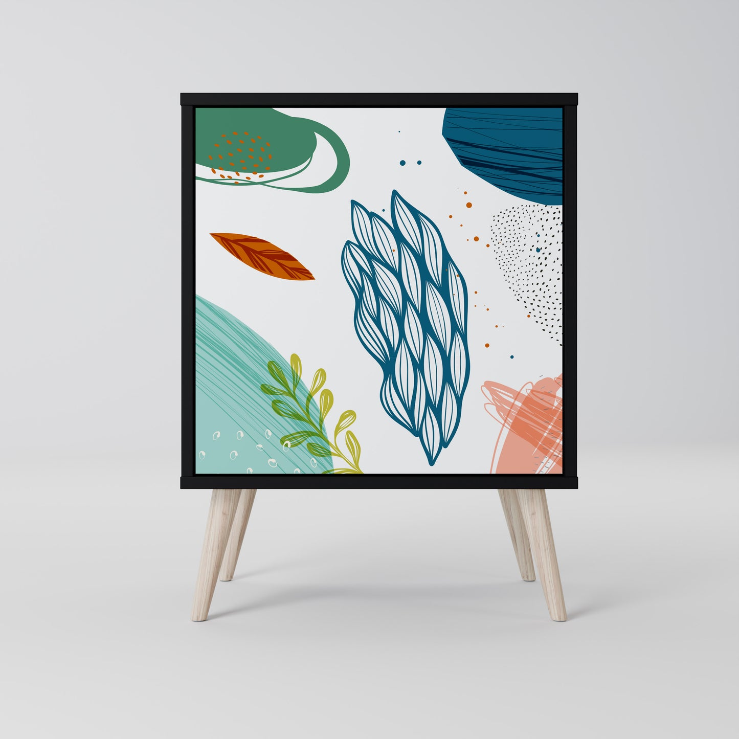 Credenza BOTANICAL HURRICANE a 1 anta con finitura nera