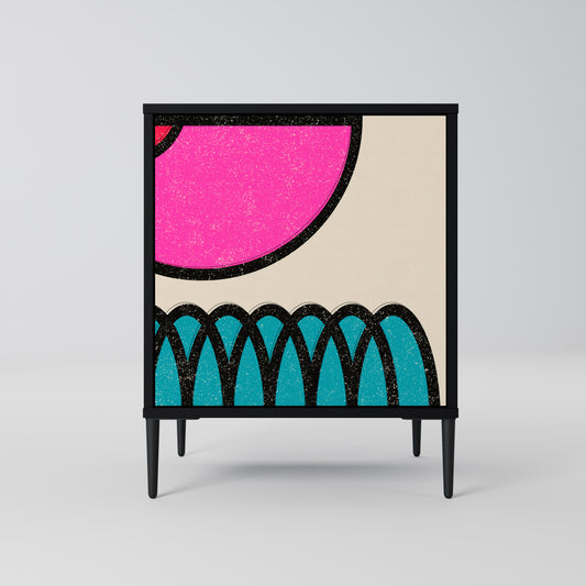 Credenza GEOMETRIC RHAPSODY a 1 anta con finitura nera