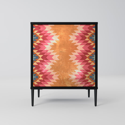 Credenza INDIAN FOLK a 1 anta con finitura nera