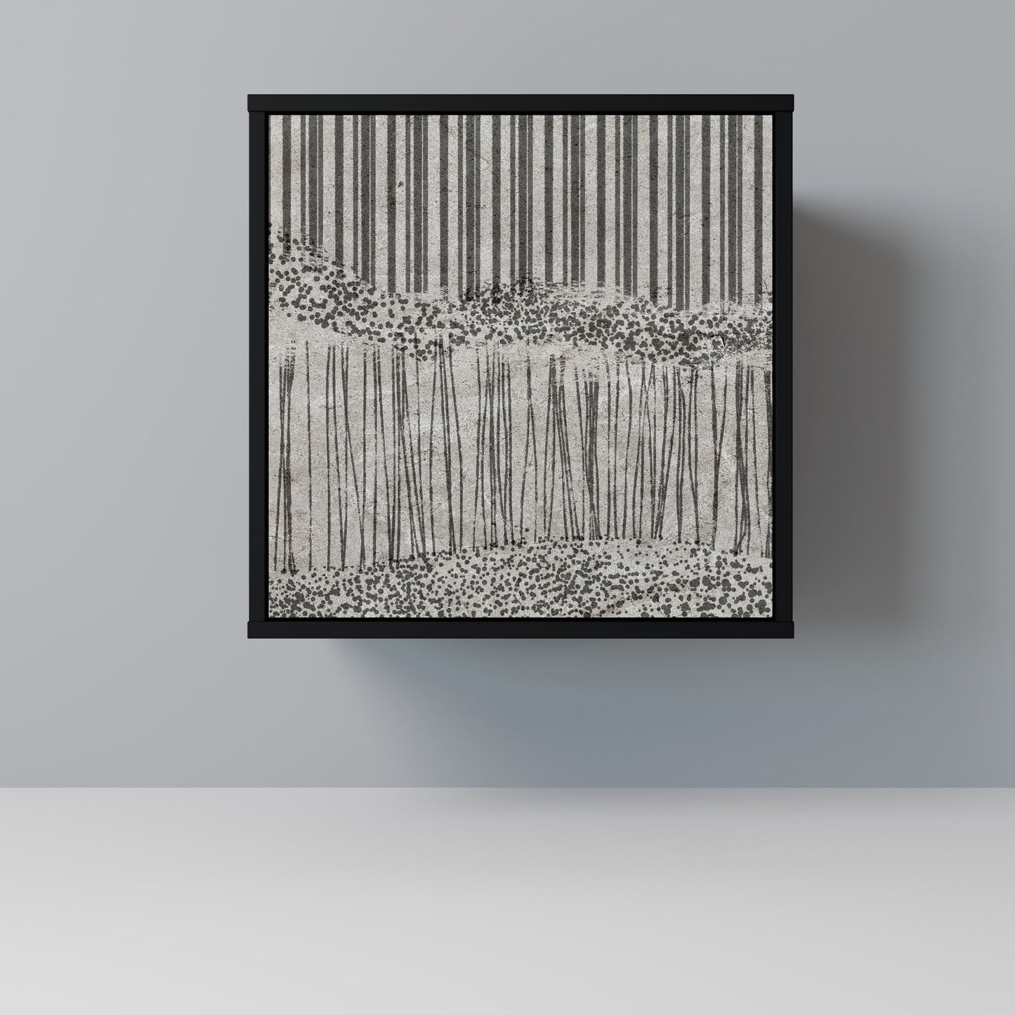 Credenza GRAIN LINES a 1 anta con finitura nera