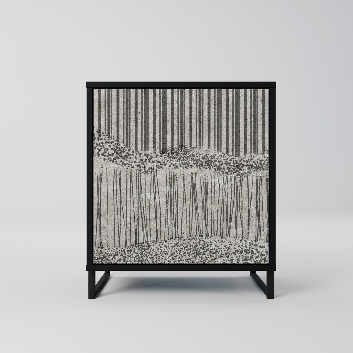 Credenza GRAIN LINES a 1 anta con finitura nera