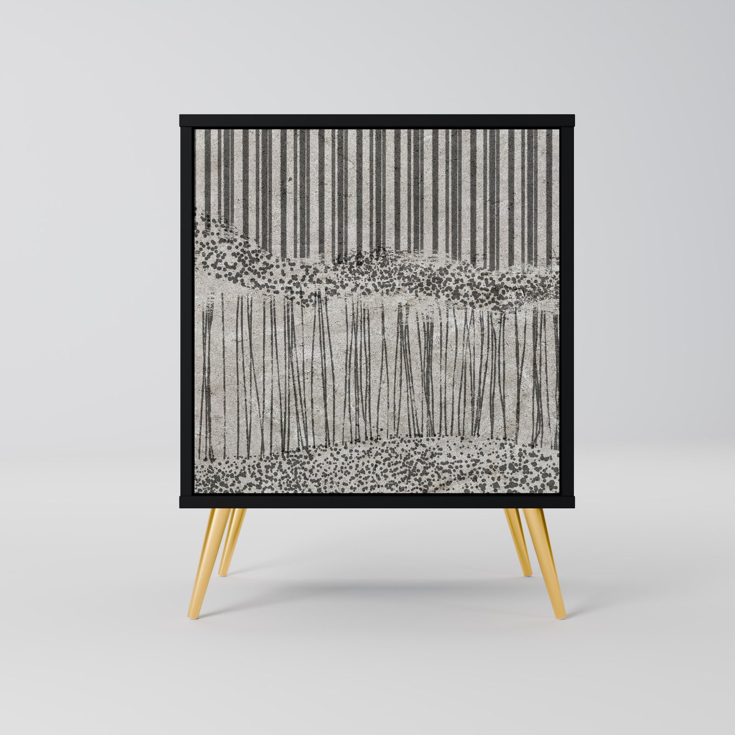 Credenza GRAIN LINES a 1 anta con finitura nera