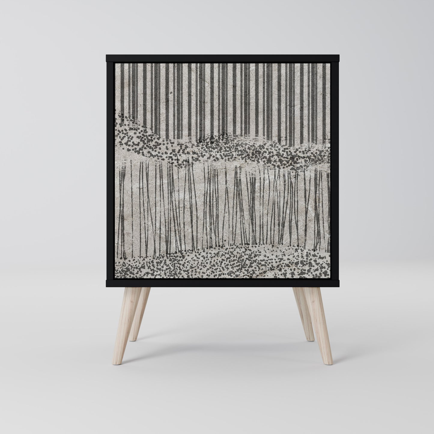 Credenza GRAIN LINES a 1 anta con finitura nera