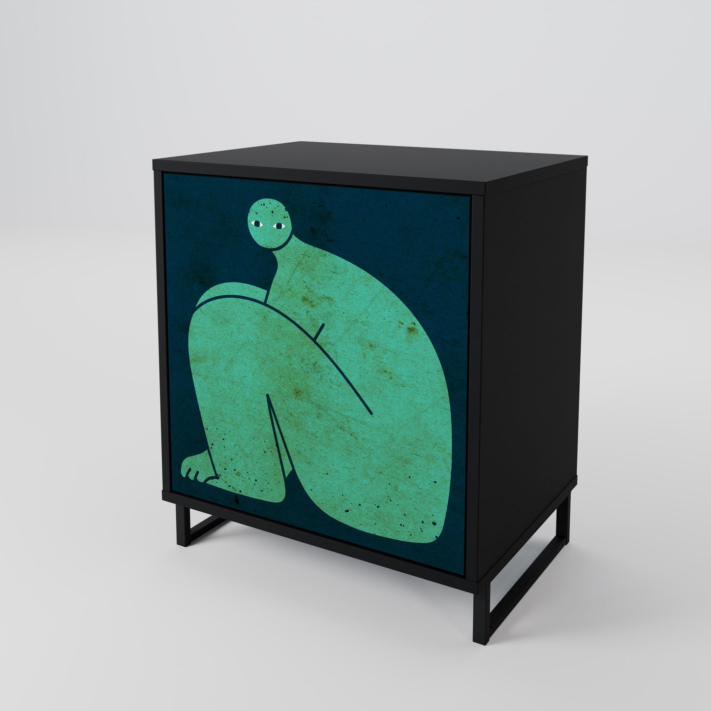 Credenza a 1 anta con finitura nera, INSIEME MA SEPARATAMENTE