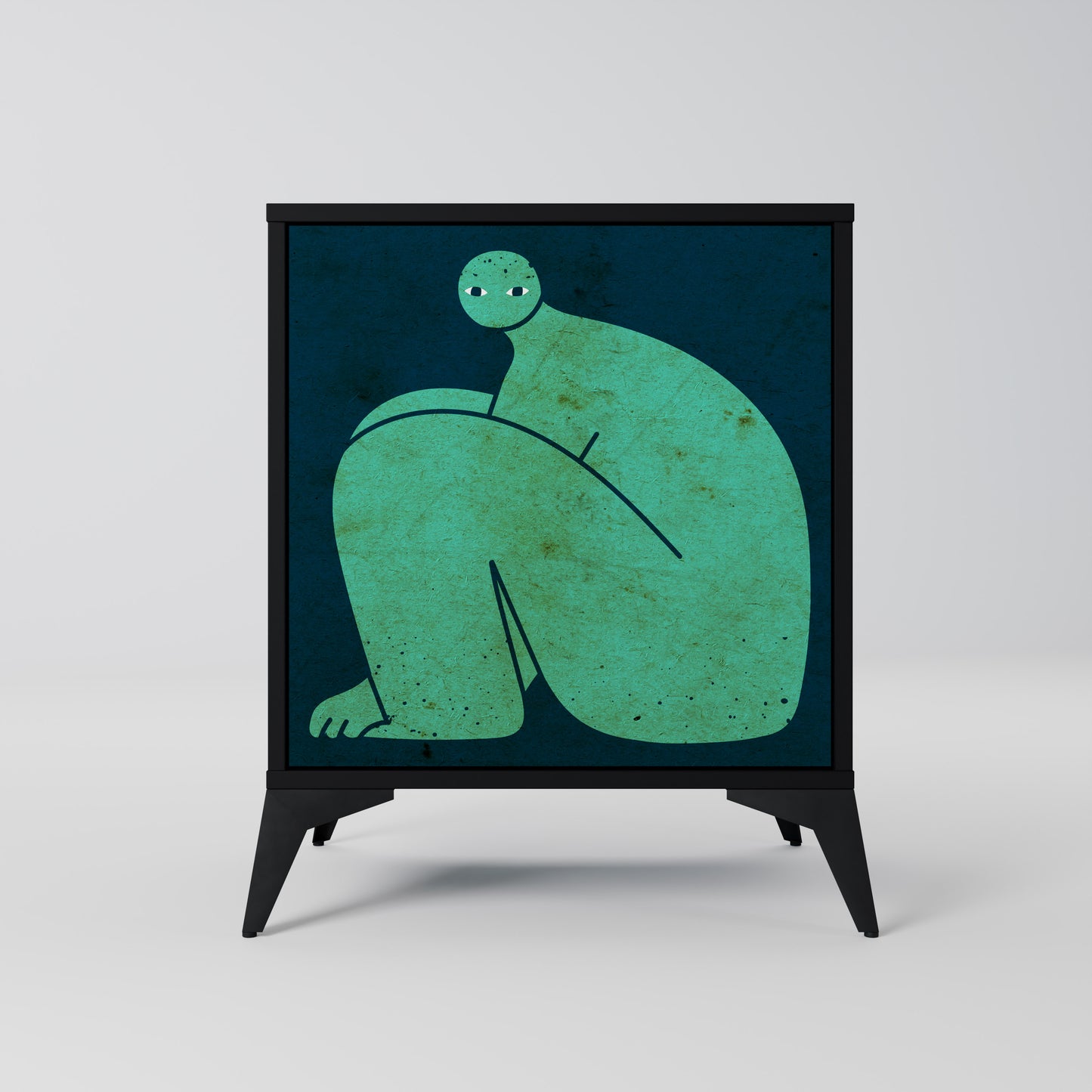 Credenza a 1 anta con finitura nera, INSIEME MA SEPARATAMENTE