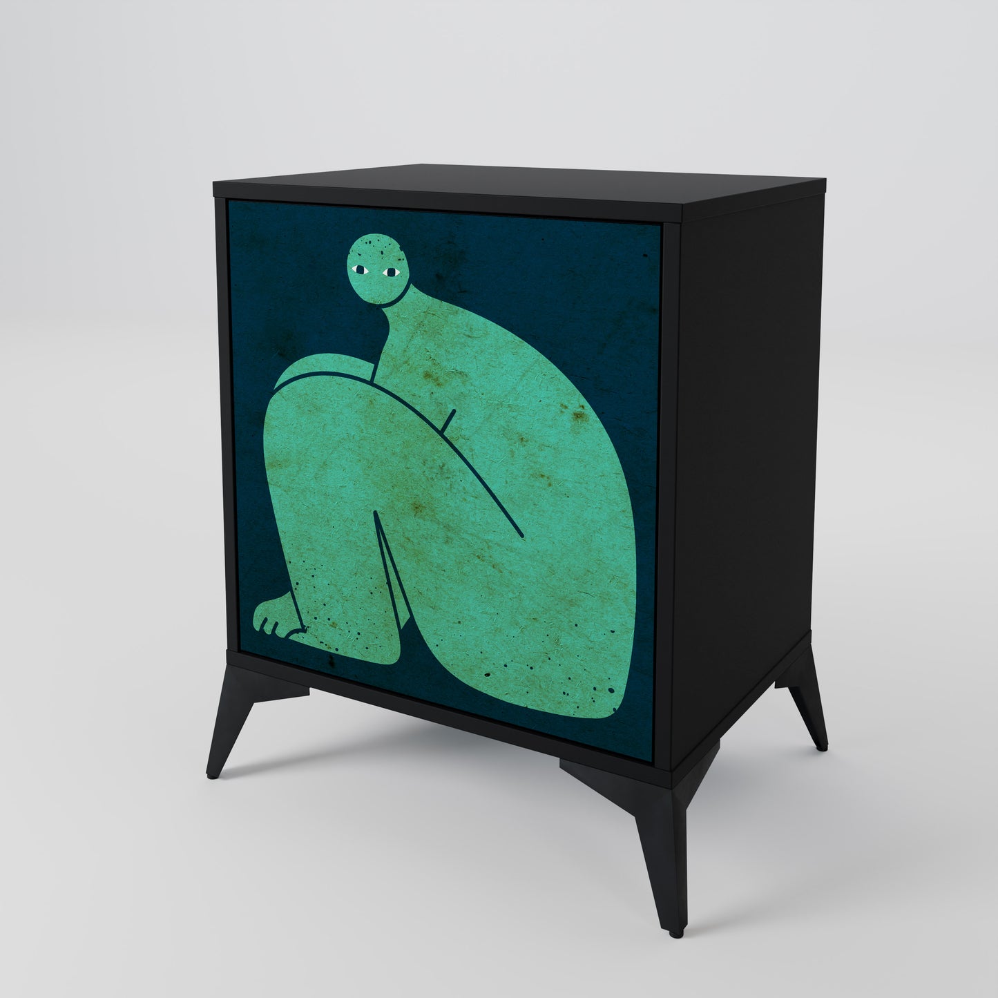 Credenza a 1 anta con finitura nera, INSIEME MA SEPARATAMENTE