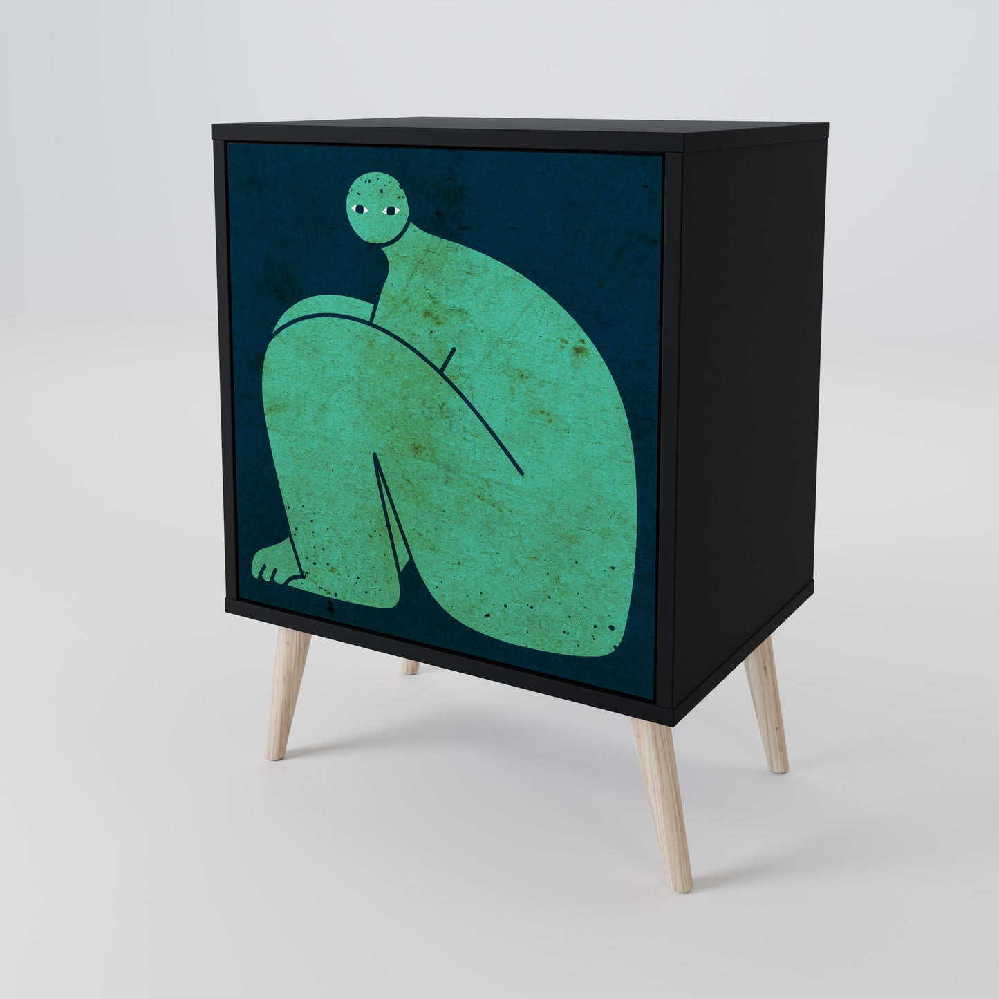 Credenza a 1 anta con finitura nera, INSIEME MA SEPARATAMENTE