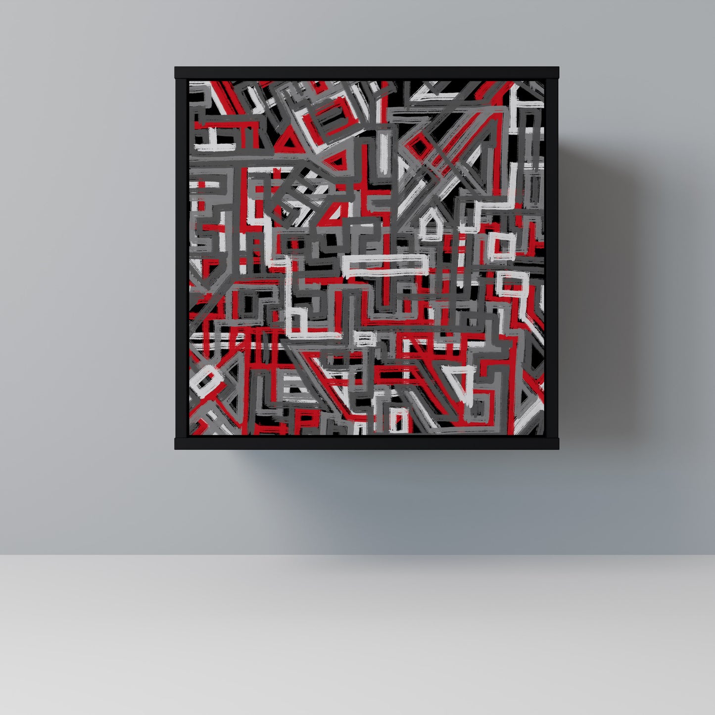 Credenza BROKEN LINES a 1 anta con finitura nera