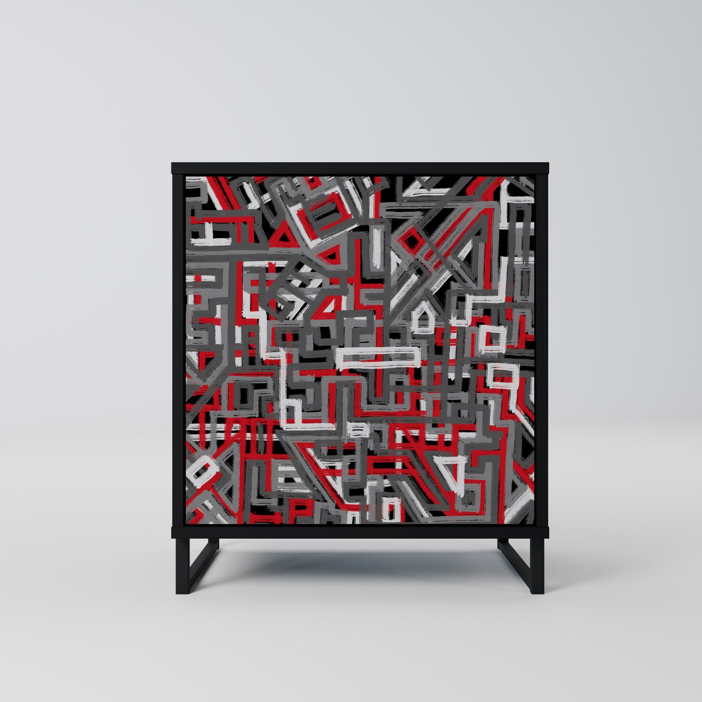 Credenza BROKEN LINES a 1 anta con finitura nera