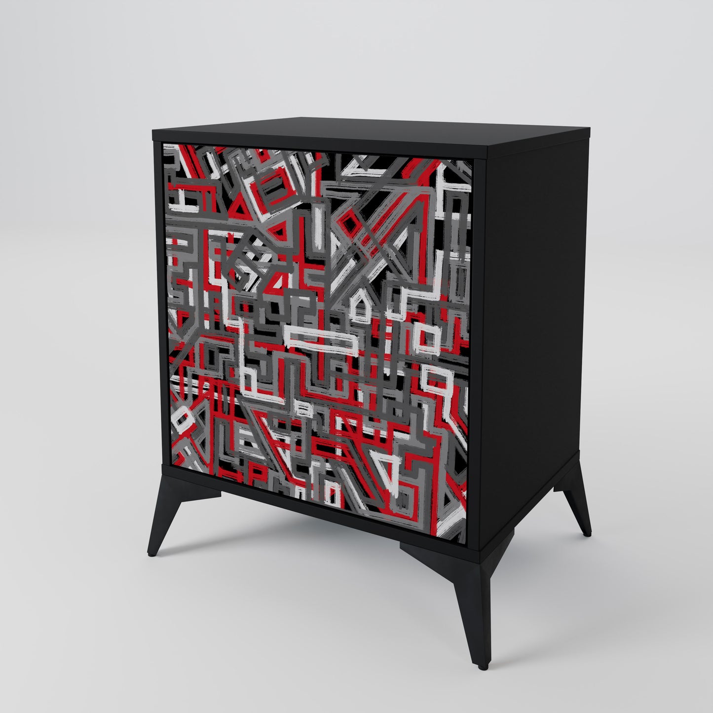 Credenza BROKEN LINES a 1 anta con finitura nera