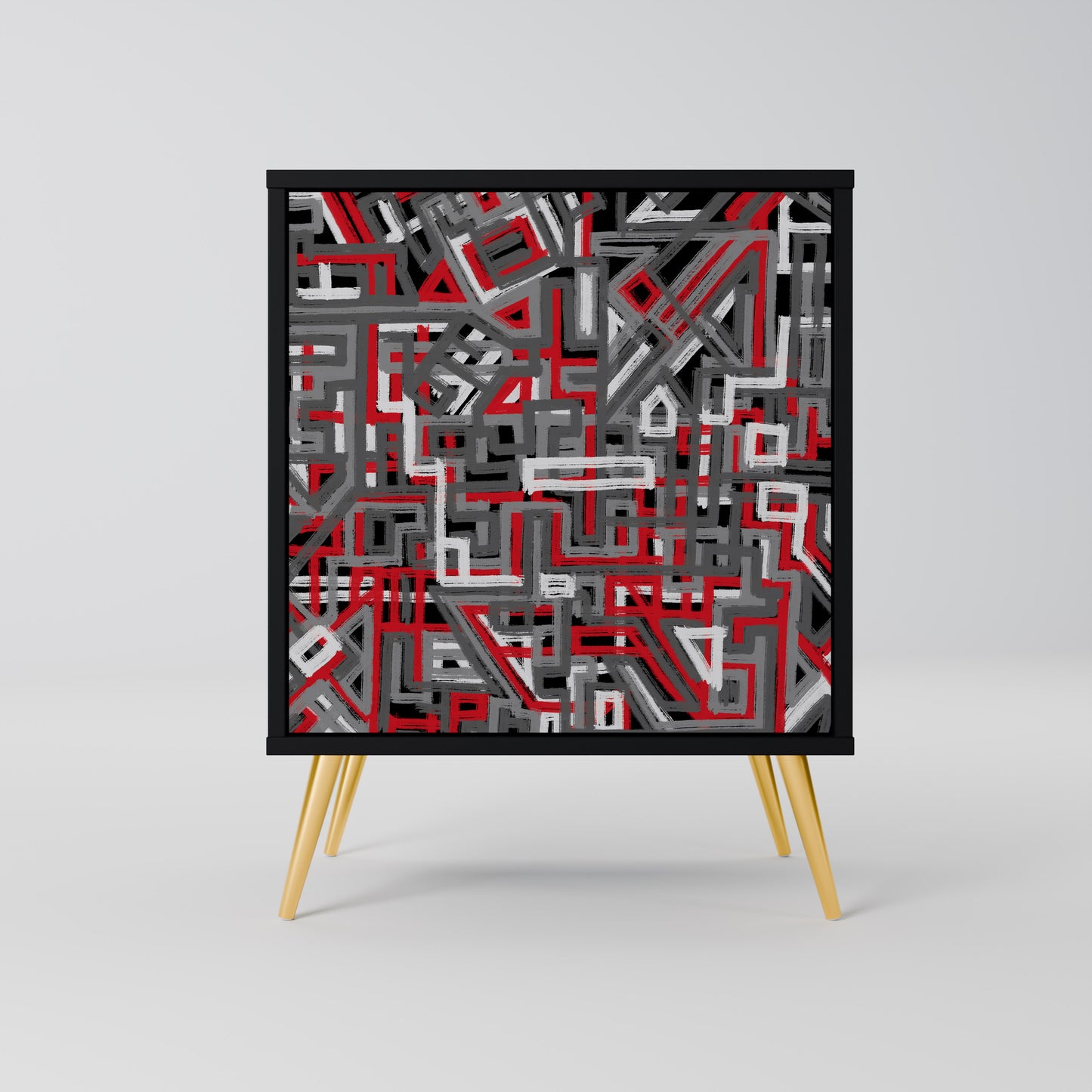 Credenza BROKEN LINES a 1 anta con finitura nera