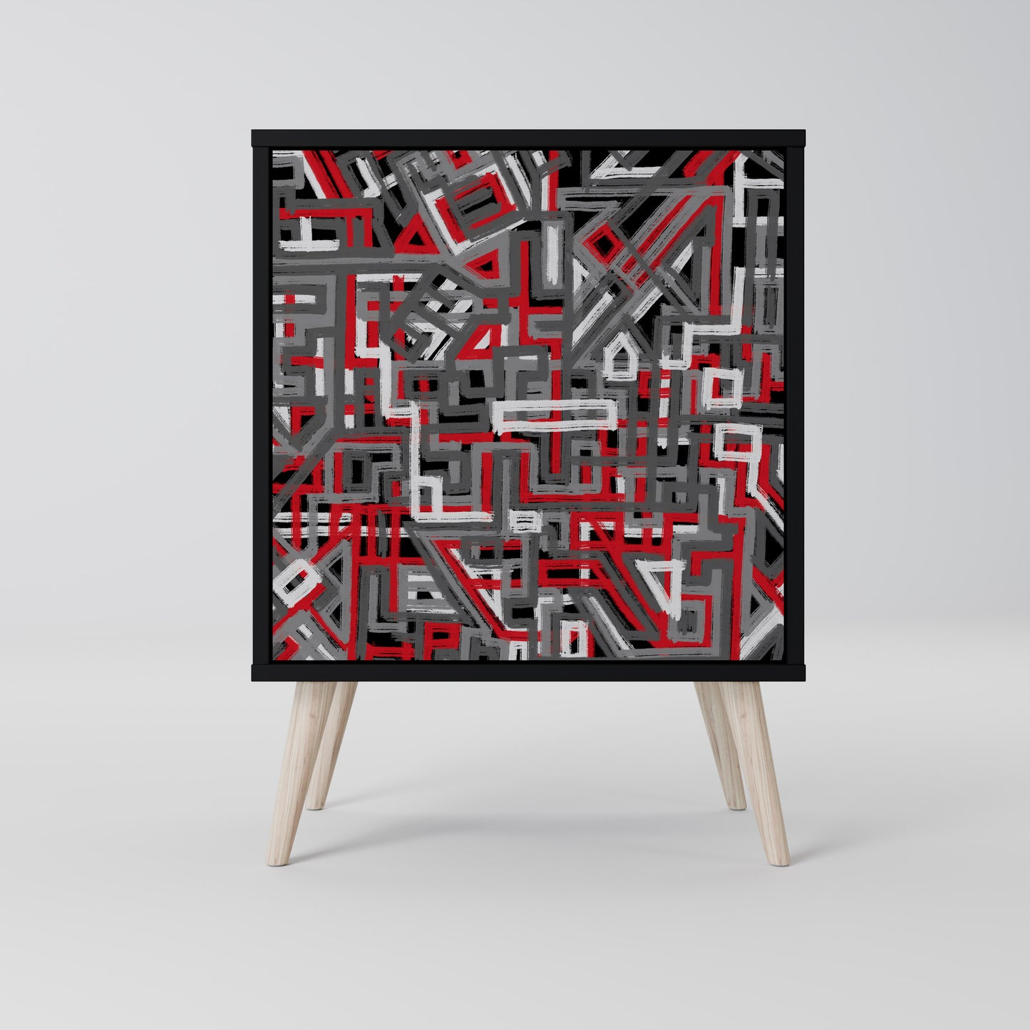 Credenza BROKEN LINES a 1 anta con finitura nera