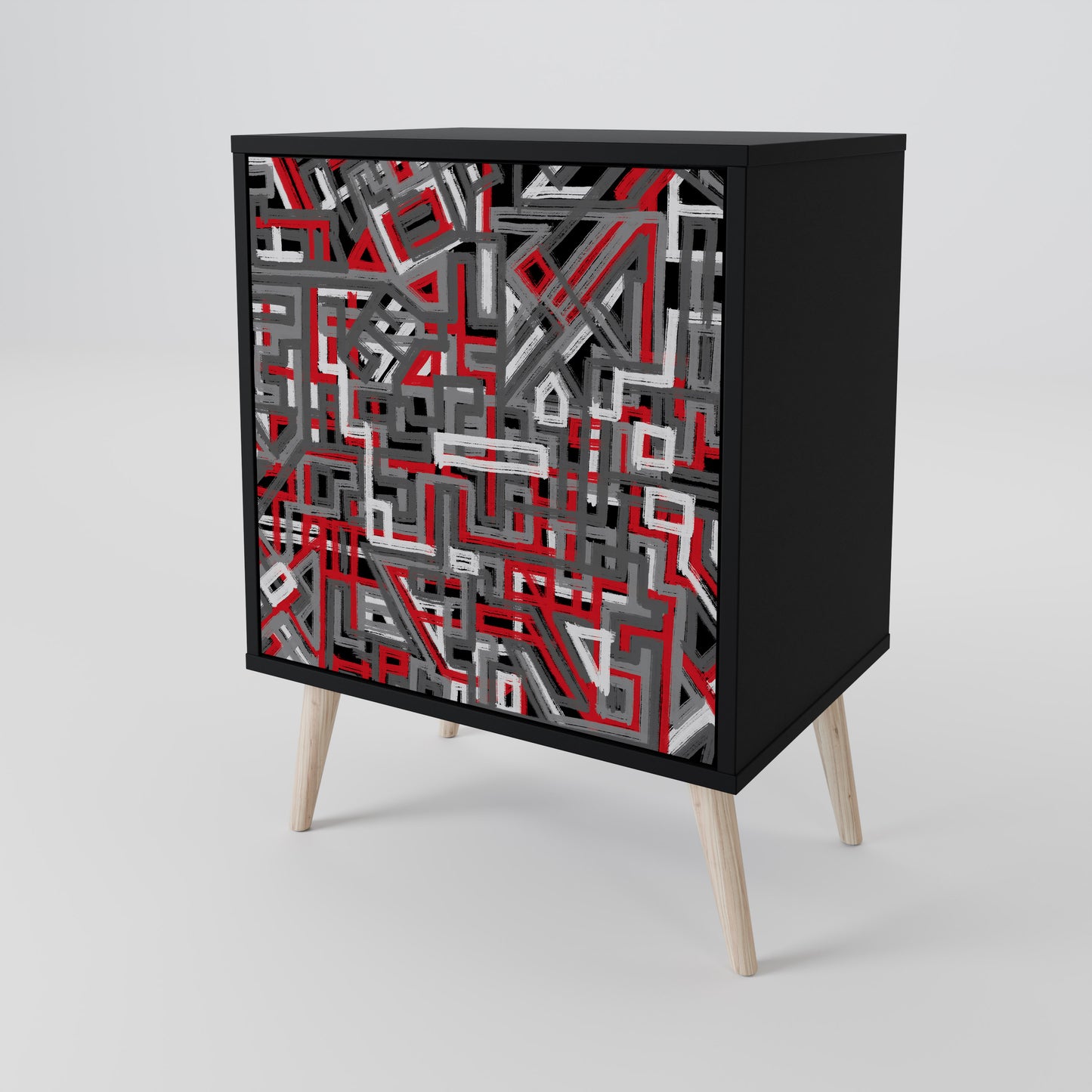 Credenza BROKEN LINES a 1 anta con finitura nera