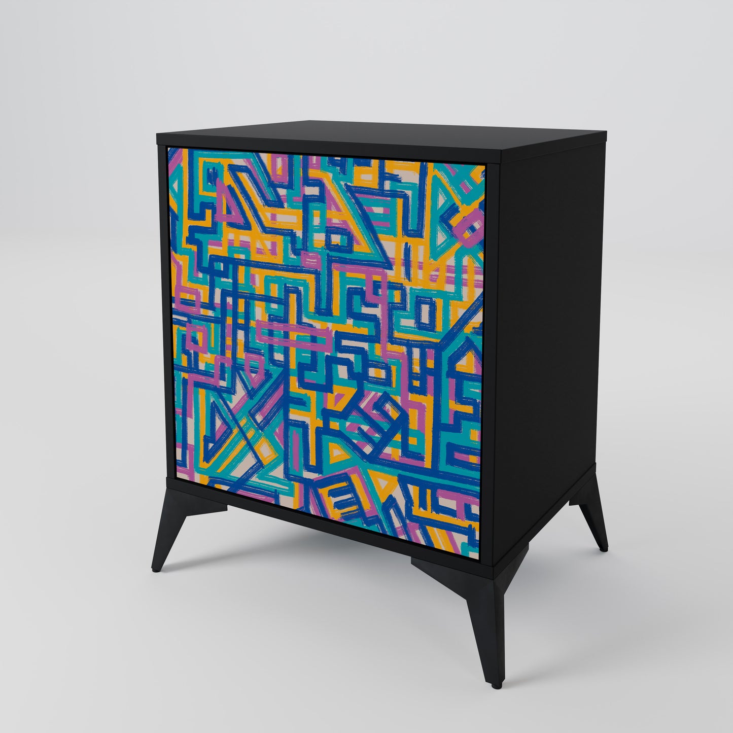 Credenza MEMORIES MAP a 1 anta con finitura nera