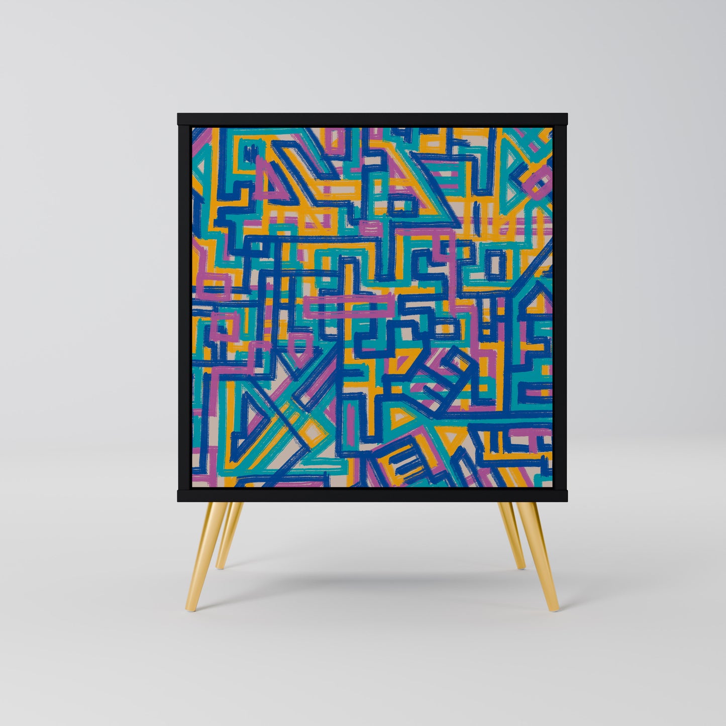 Credenza MEMORIES MAP a 1 anta con finitura nera