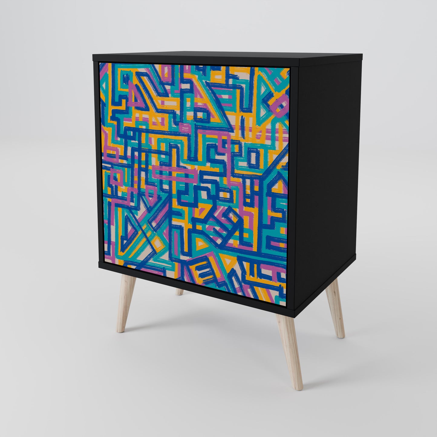 Credenza MEMORIES MAP a 1 anta con finitura nera