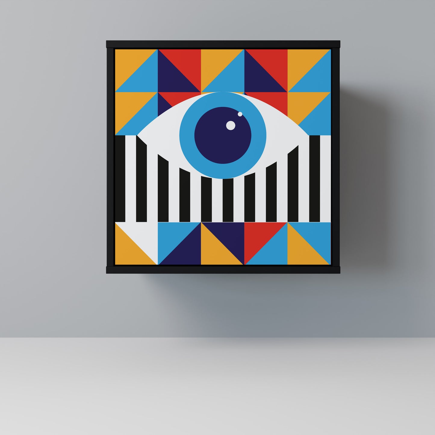 ASTRAZIONE E GEOMETRIA Credenza a 1 anta in finitura nera