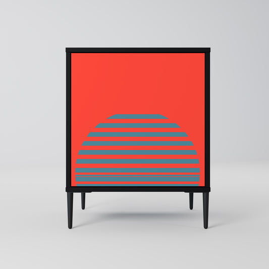 Credenza a 1 anta RISING GEOMETRY STARS con finitura nera