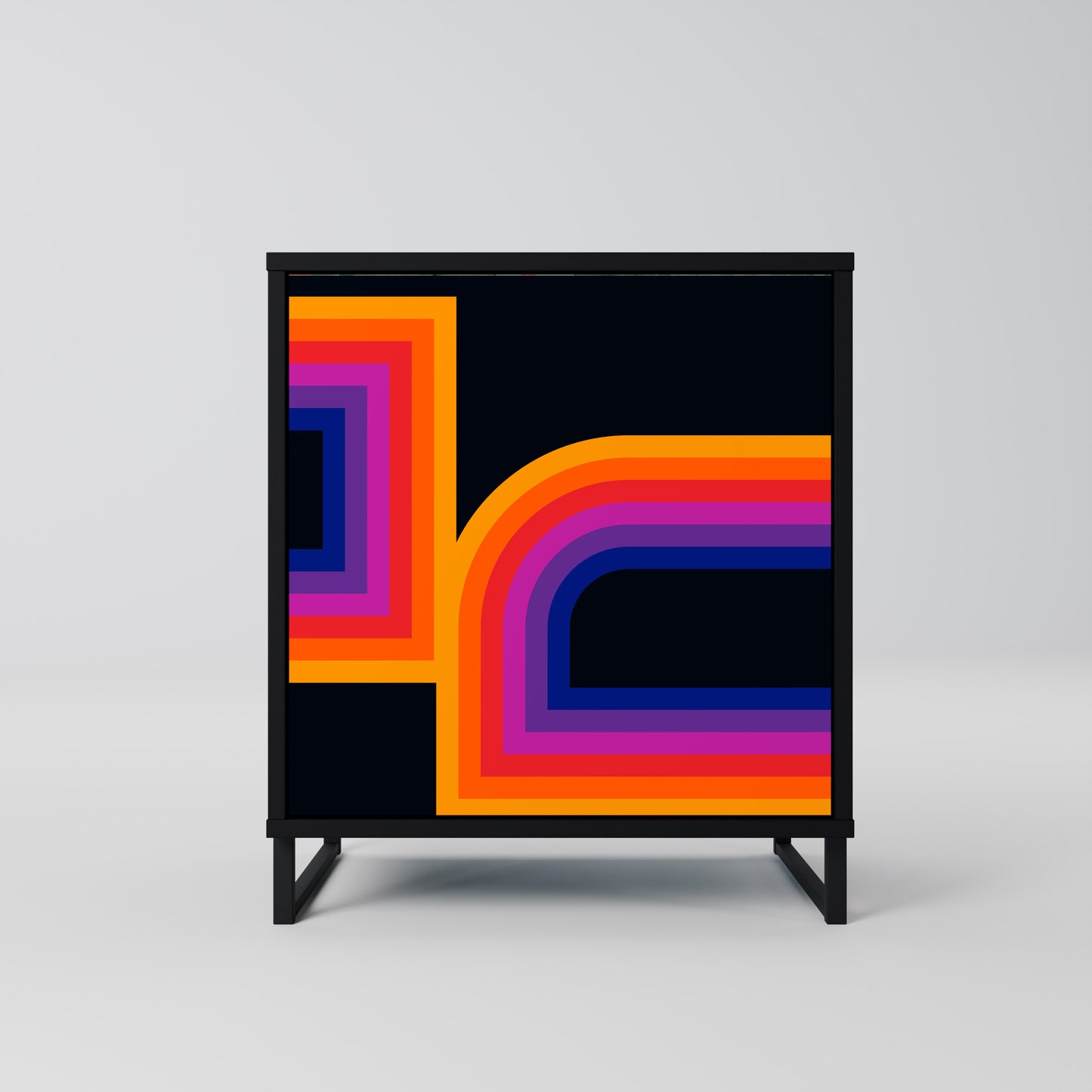 BLINDED BY THE LIGHTS 1-Door Sideboard in Black Finish