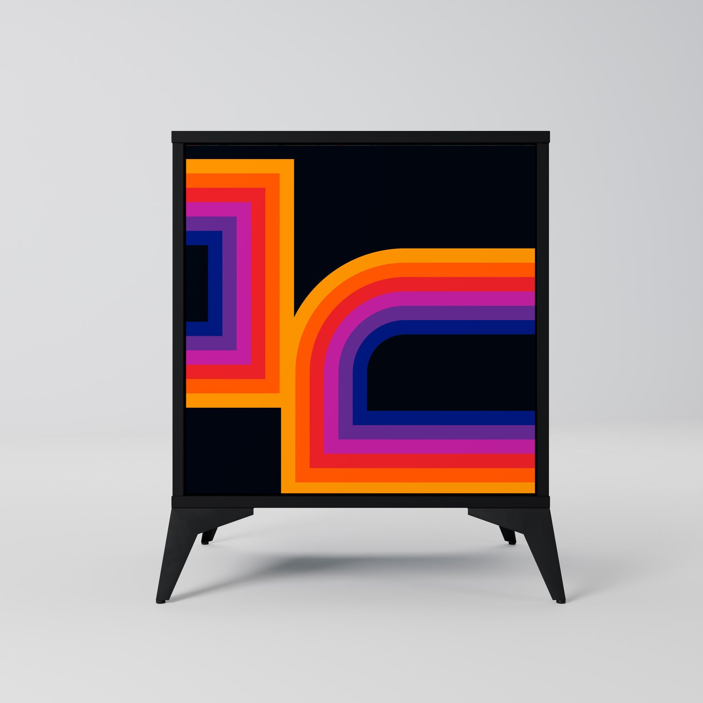 BLINDED BY THE LIGHTS 1-Door Sideboard in Black Finish