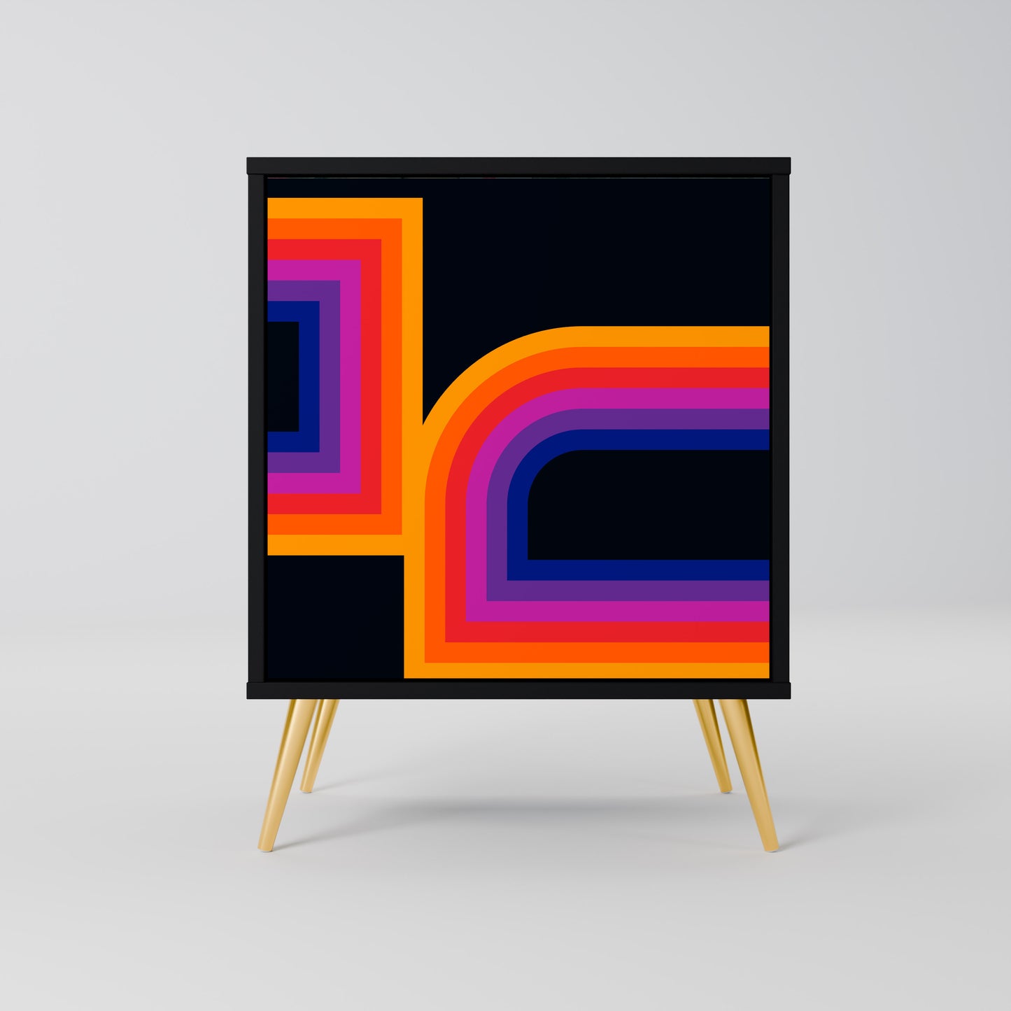 BLINDED BY THE LIGHTS 1-Door Sideboard in Black Finish