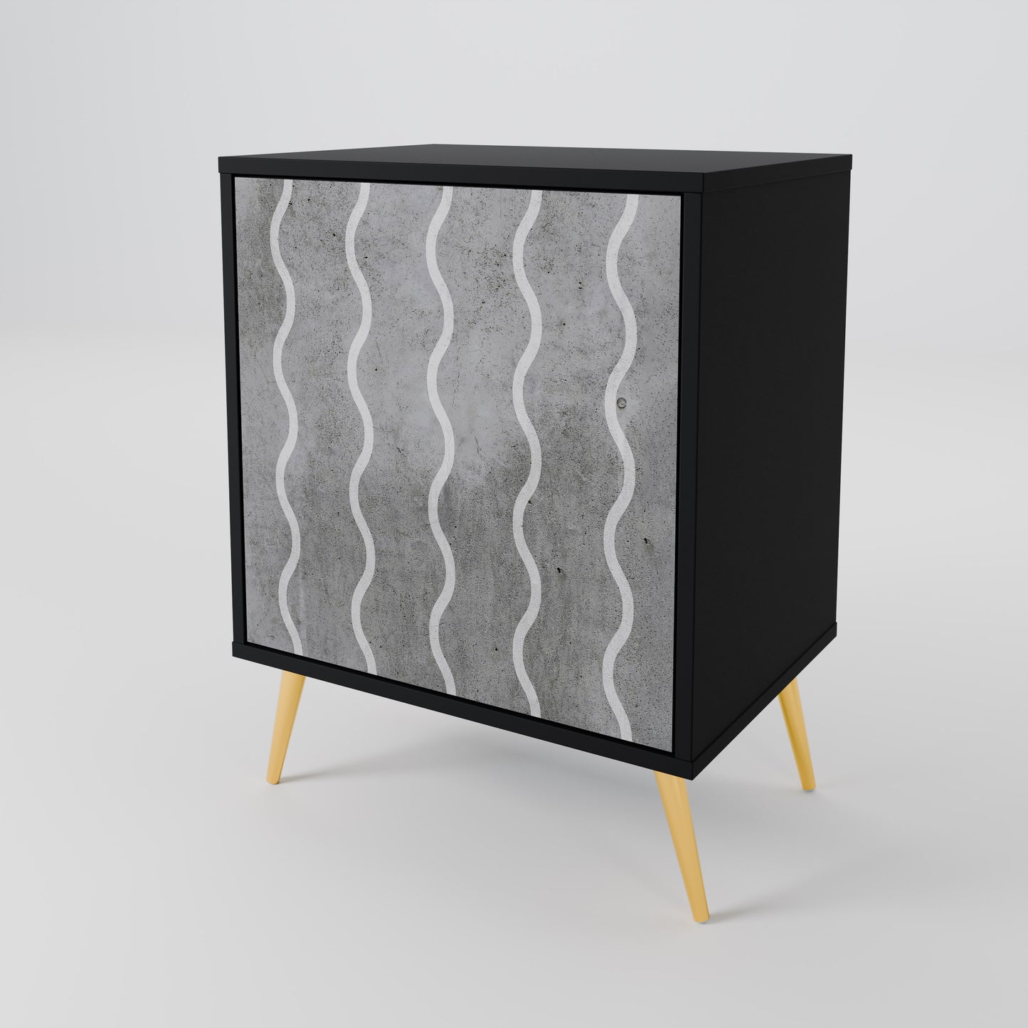 Credenza WAVES OF CONCRETE a 1 anta con finitura nera