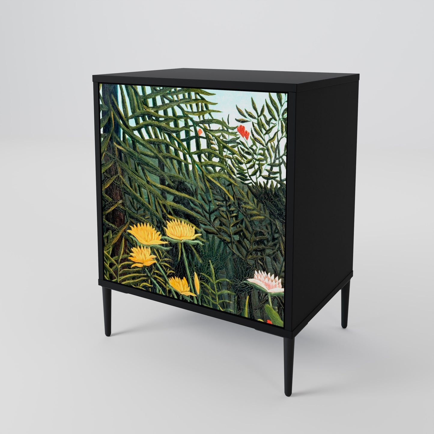 Credenza a 1 anta VIRGIN FOREST WITH SUNSET con finitura nera