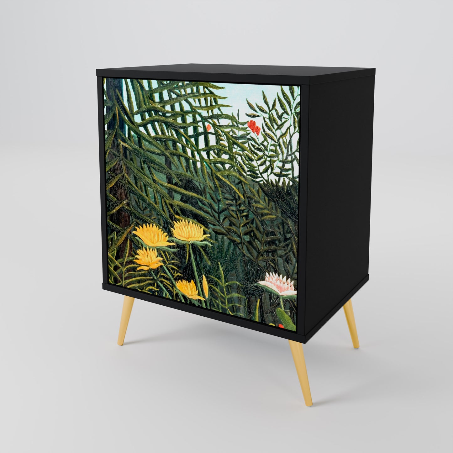 Credenza a 1 anta VIRGIN FOREST WITH SUNSET con finitura nera