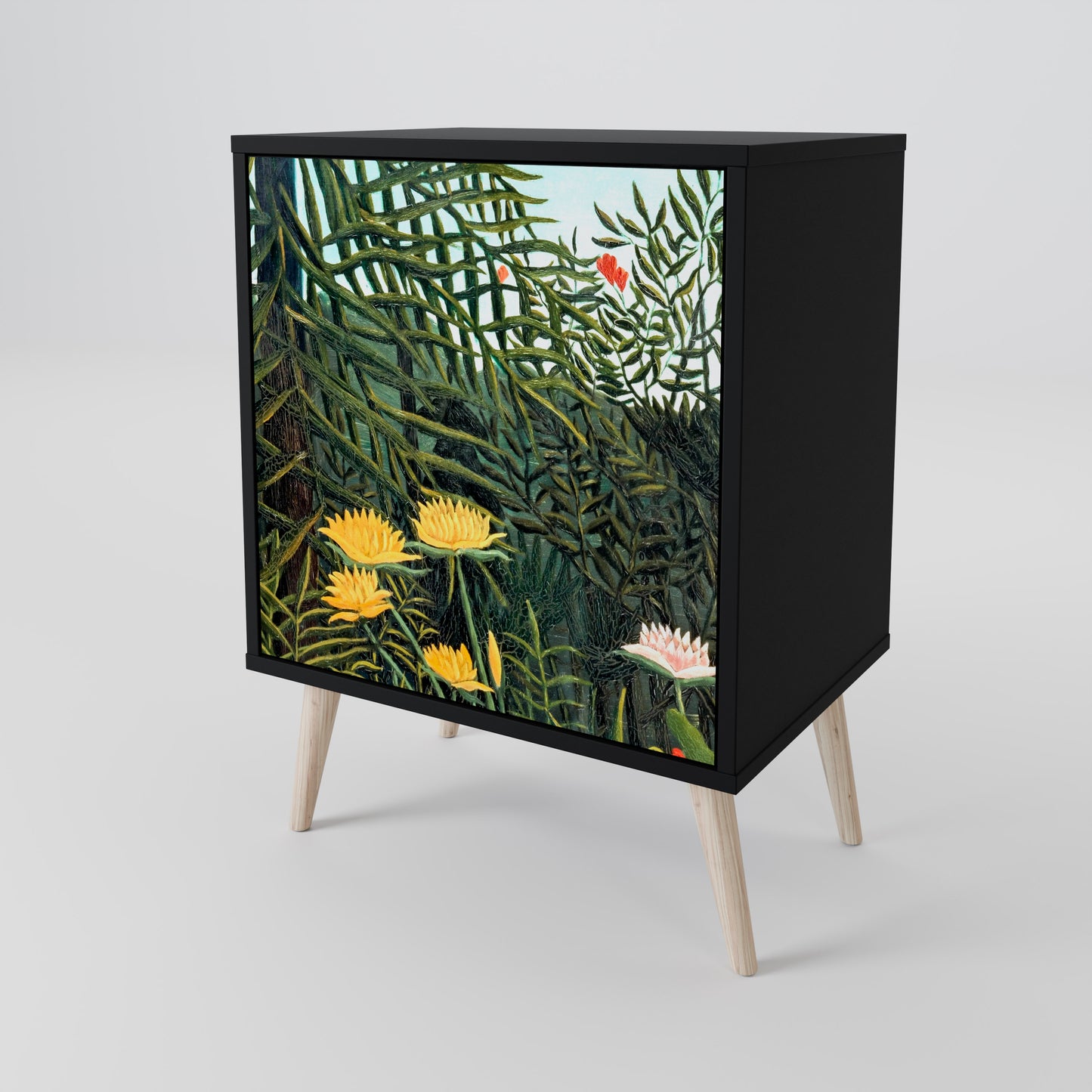 Credenza a 1 anta VIRGIN FOREST WITH SUNSET con finitura nera