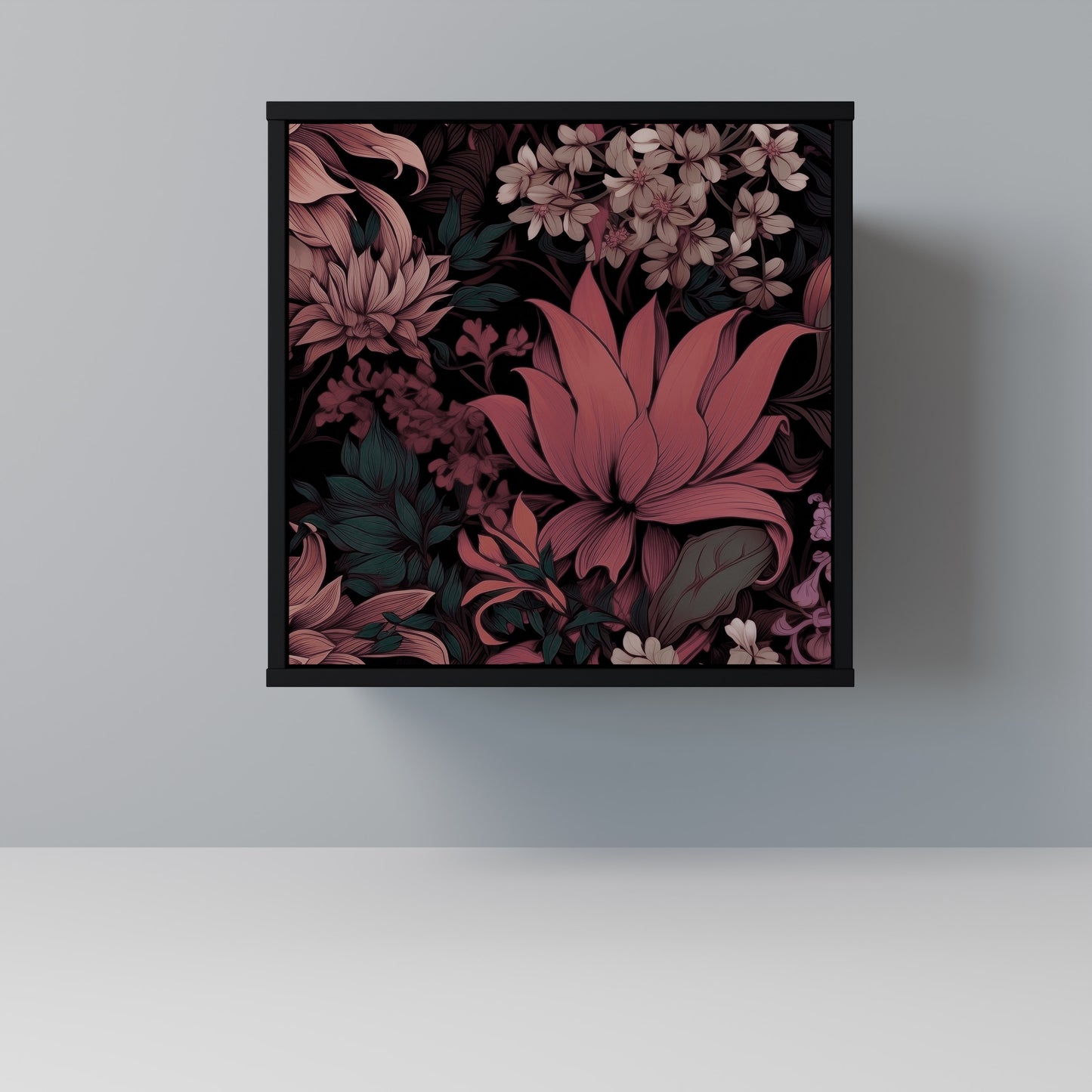 Credenza a 1 anta FLORAL WHISPER con finitura nera