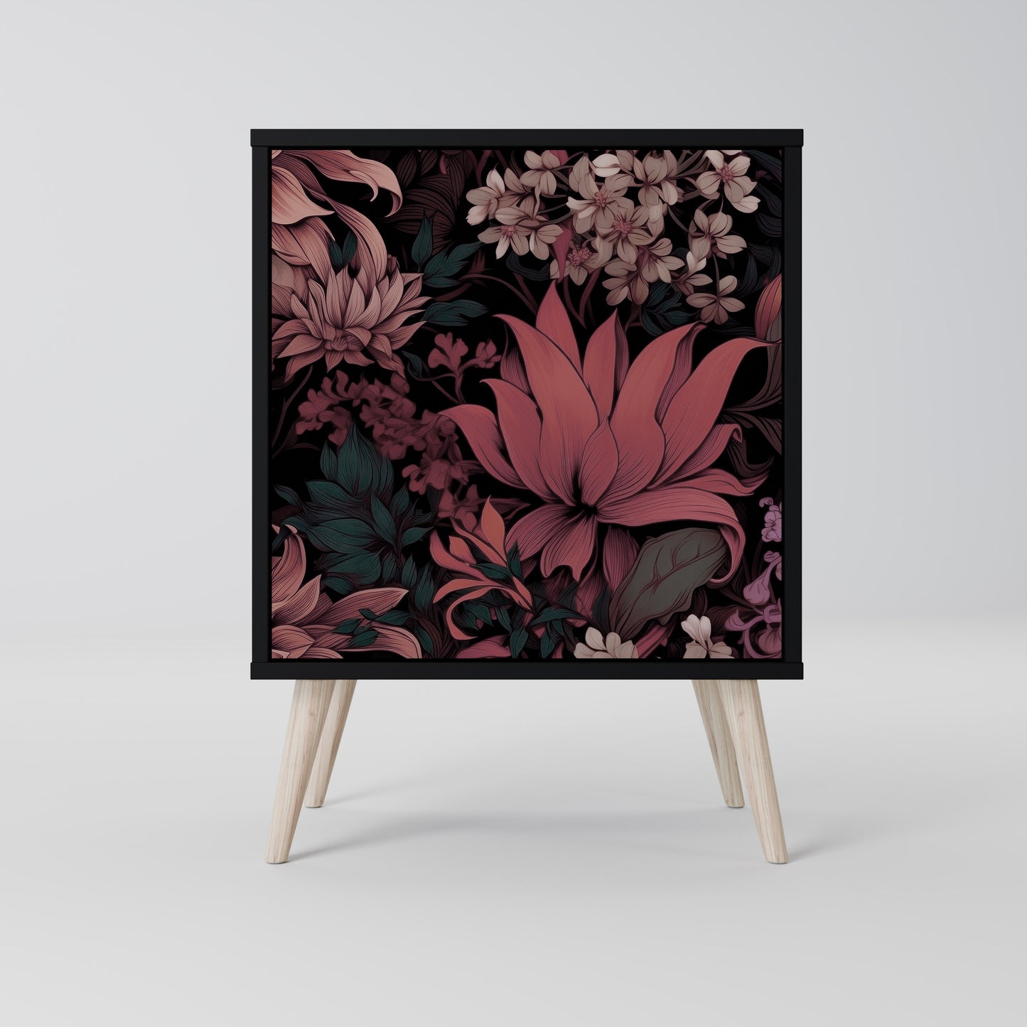 Credenza a 1 anta FLORAL WHISPER con finitura nera