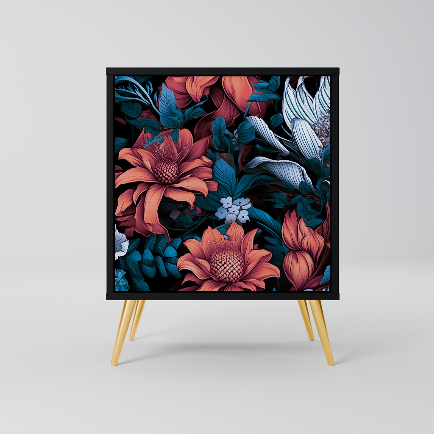 Credenza ETHEREAL BLOSSOMS a 1 anta con finitura nera