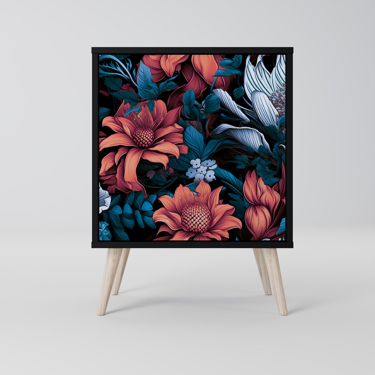 Credenza ETHEREAL BLOSSOMS a 1 anta con finitura nera