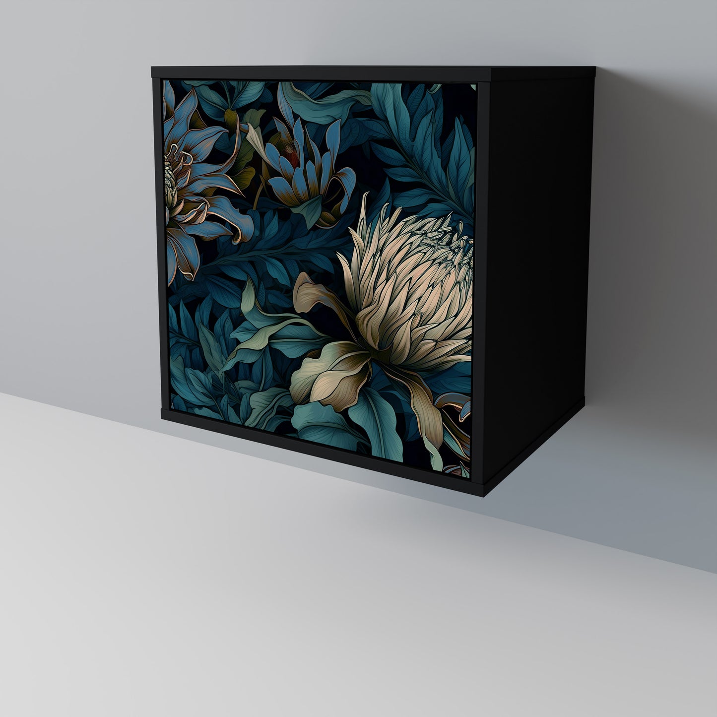 Credenza a 1 anta TWILIGHT BLOOM con finitura nera