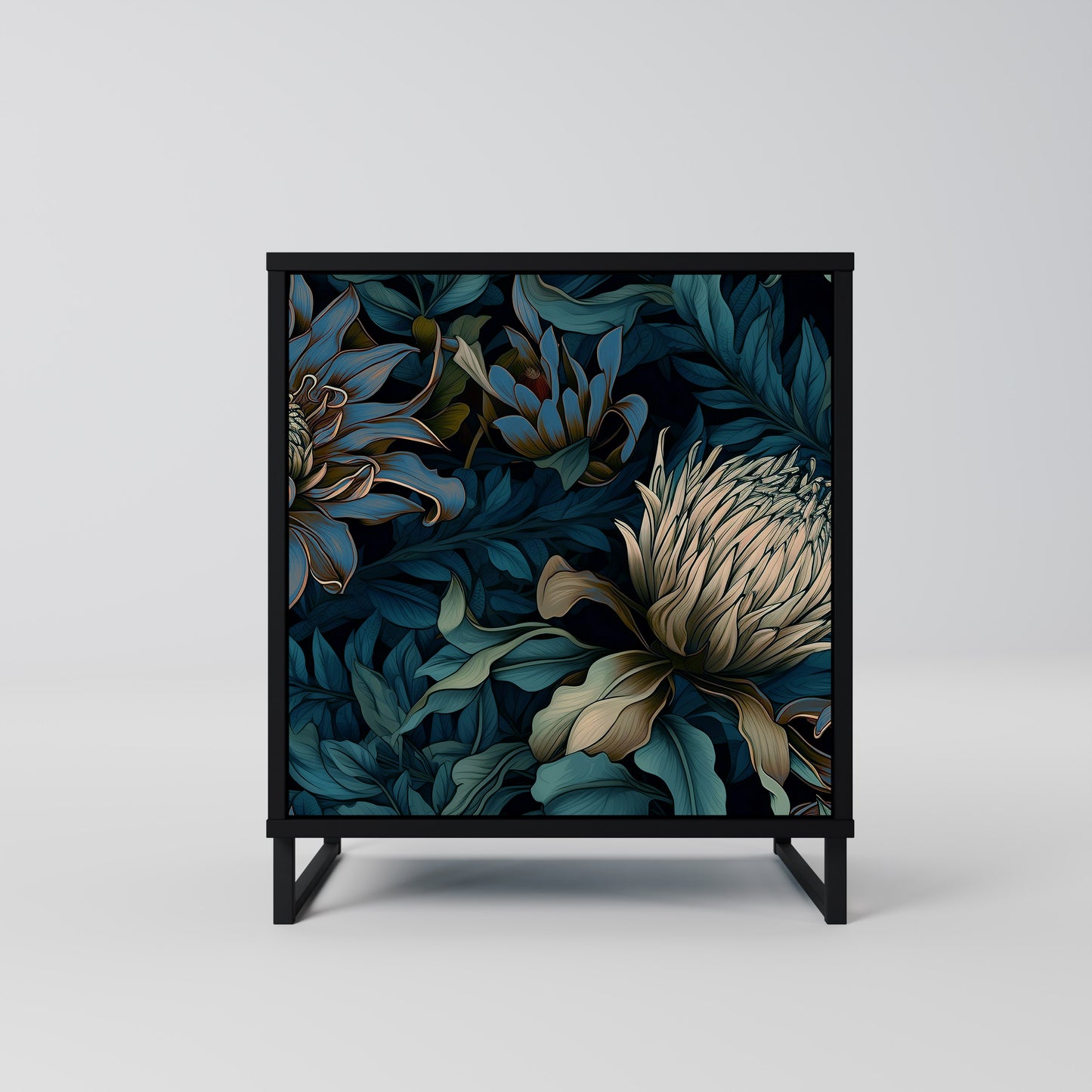 Credenza a 1 anta TWILIGHT BLOOM con finitura nera