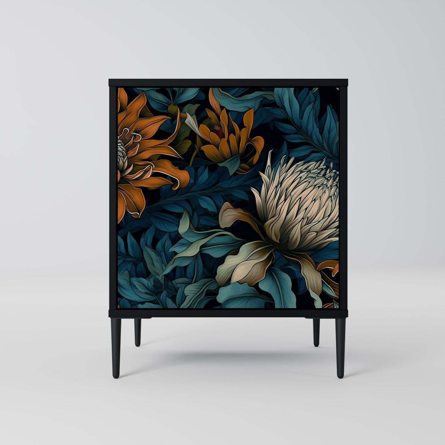 Credenza MORNING BLOOM a 1 anta con finitura nera