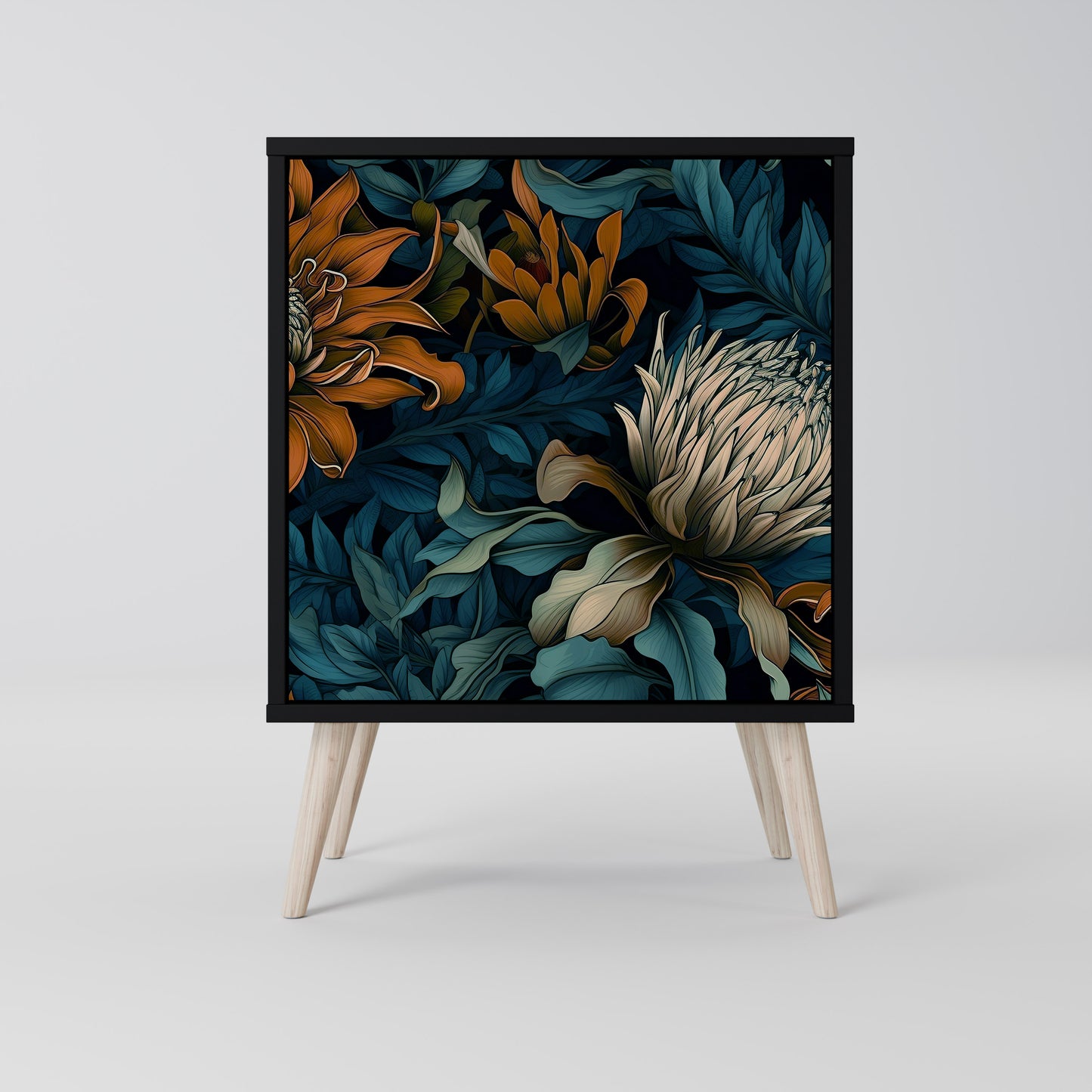 Credenza MORNING BLOOM a 1 anta con finitura nera