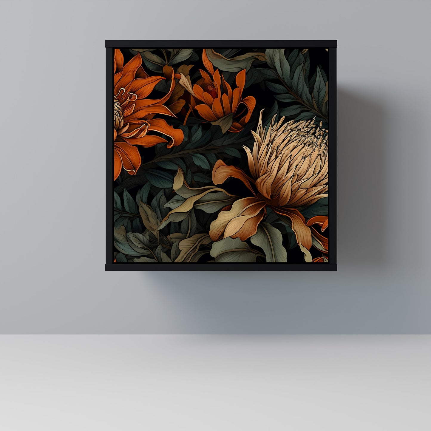 Credenza DAWN BLOOM a 1 anta con finitura nera