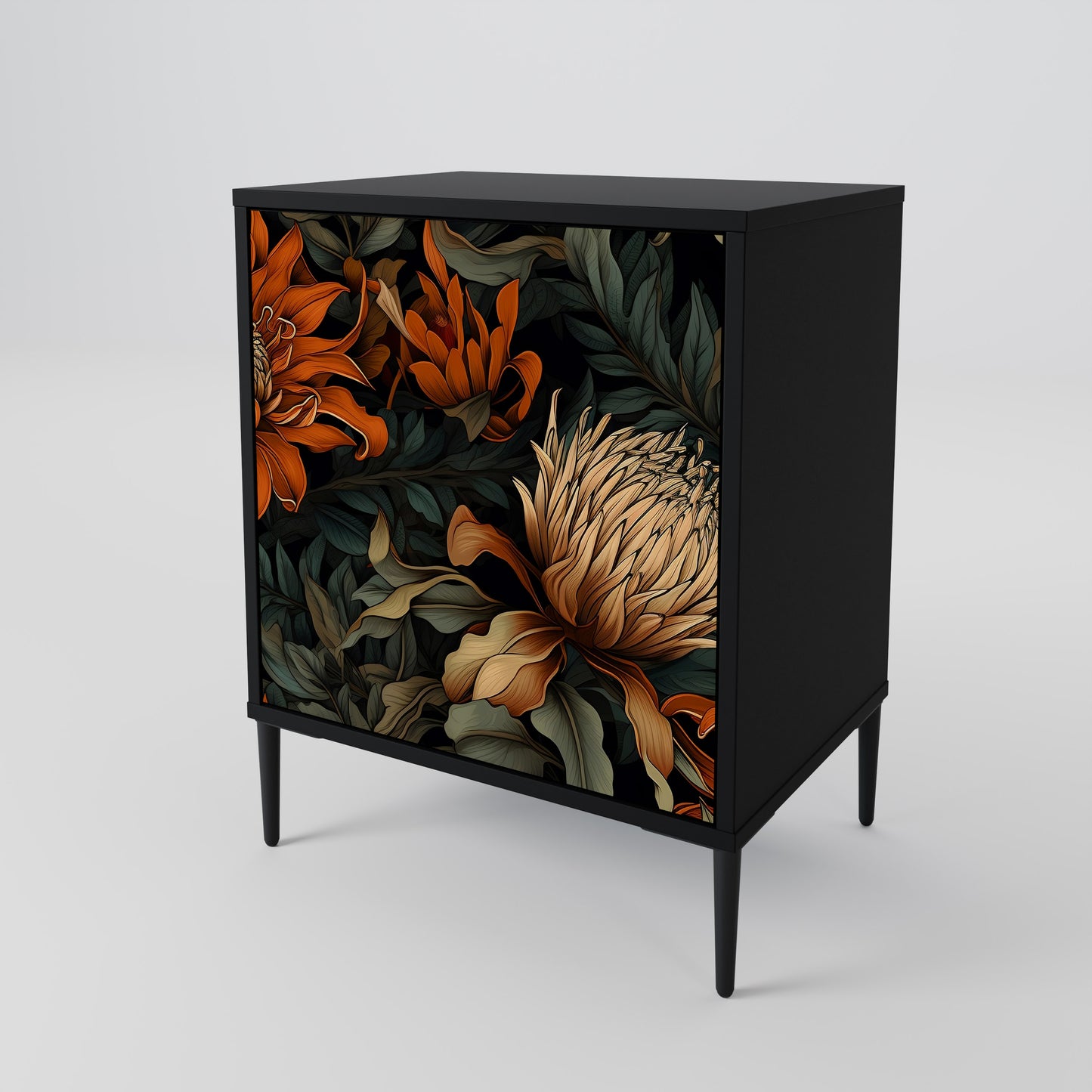 Credenza DAWN BLOOM a 1 anta con finitura nera