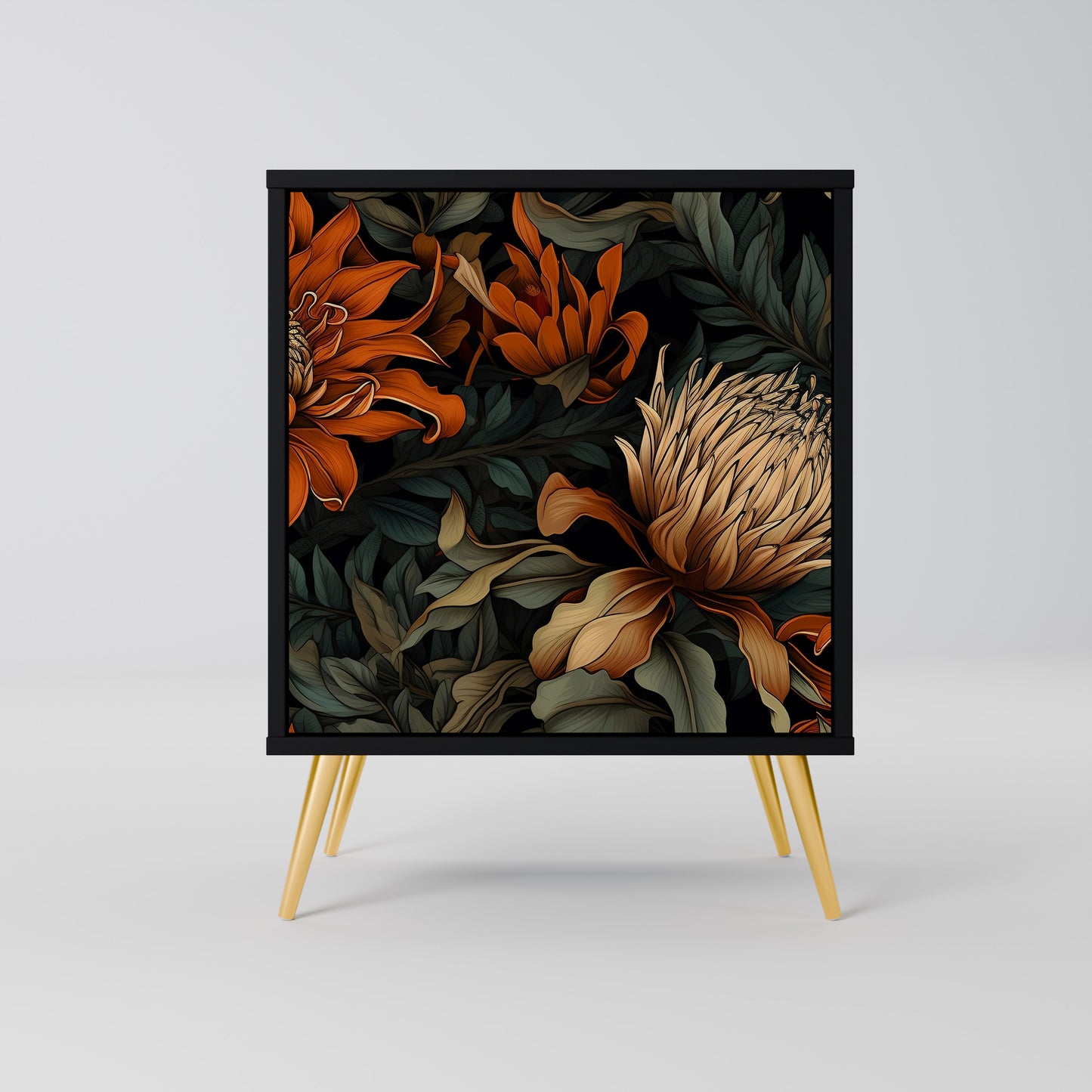 Credenza DAWN BLOOM a 1 anta con finitura nera