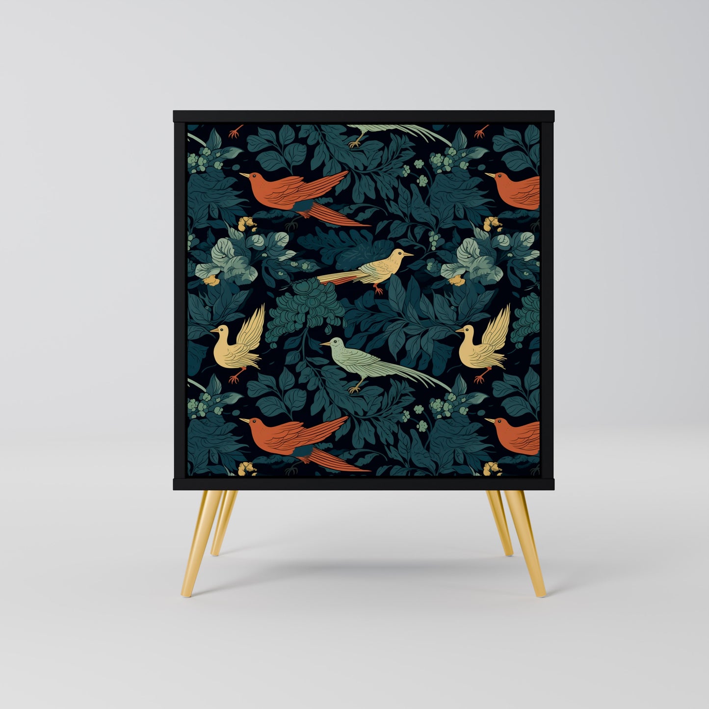 FOWL ORNAMENT 1-Door Sideboard in Black Finish