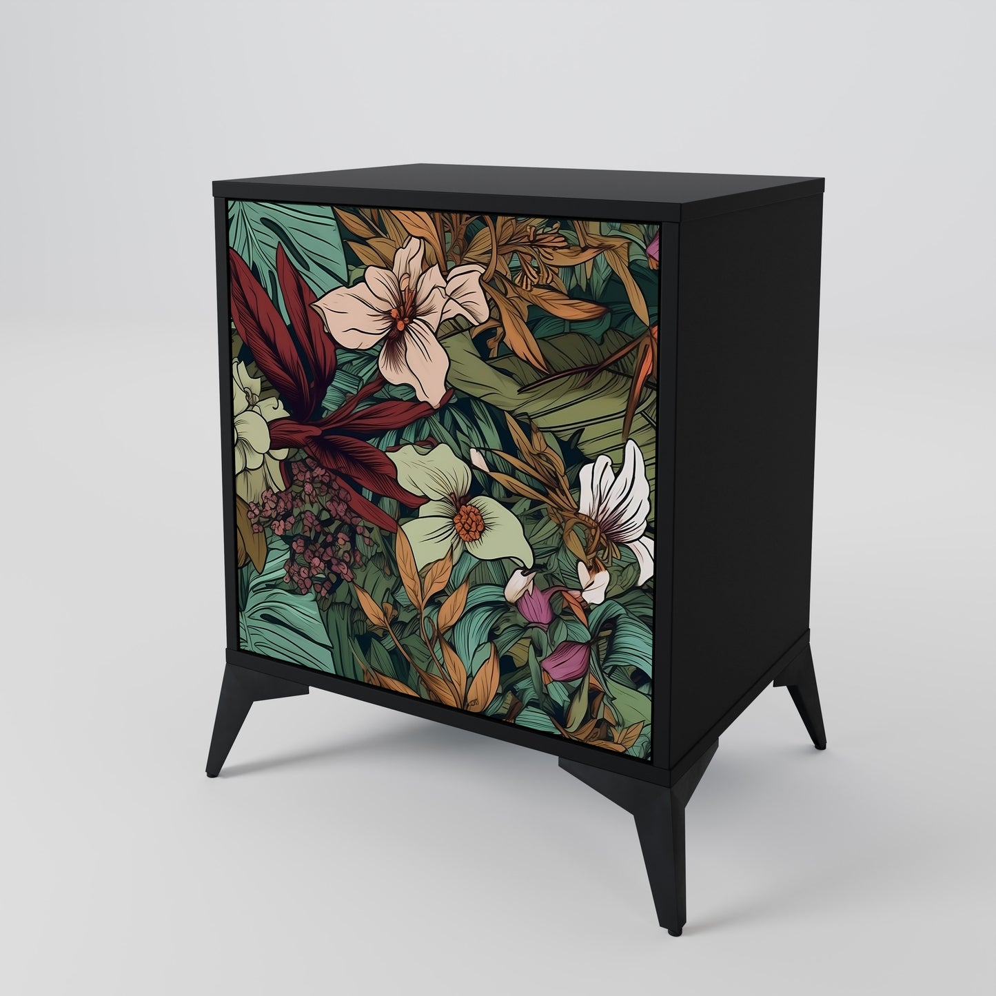 BOTANICAL EMERGENCE 1-Door Sideboard in Black Finish