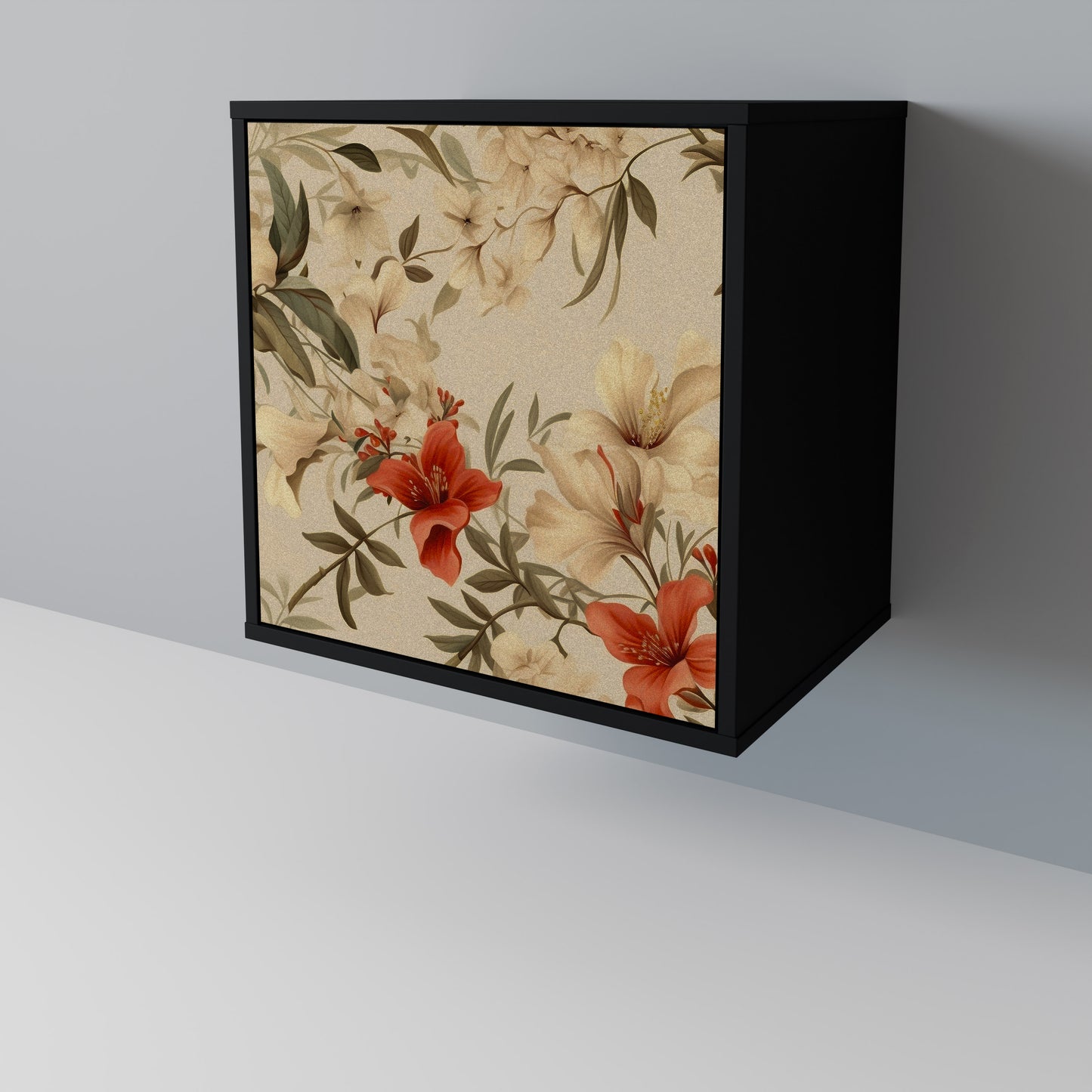 BLOOMING HARMONY 1-Door Sideboard in Black Finish