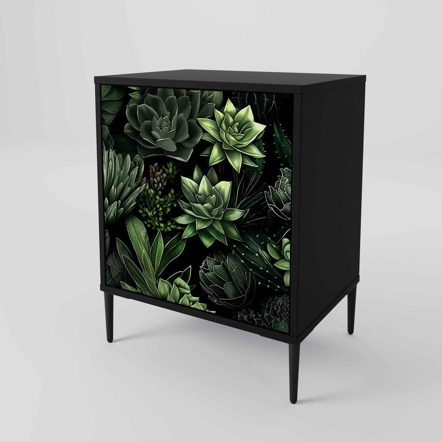 SUCCULENT JUNGLE 1-Door Sideboard in Black Finish