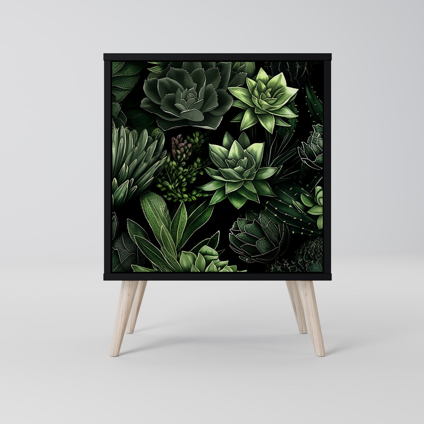 SUCCULENT JUNGLE 1-Door Sideboard in Black Finish