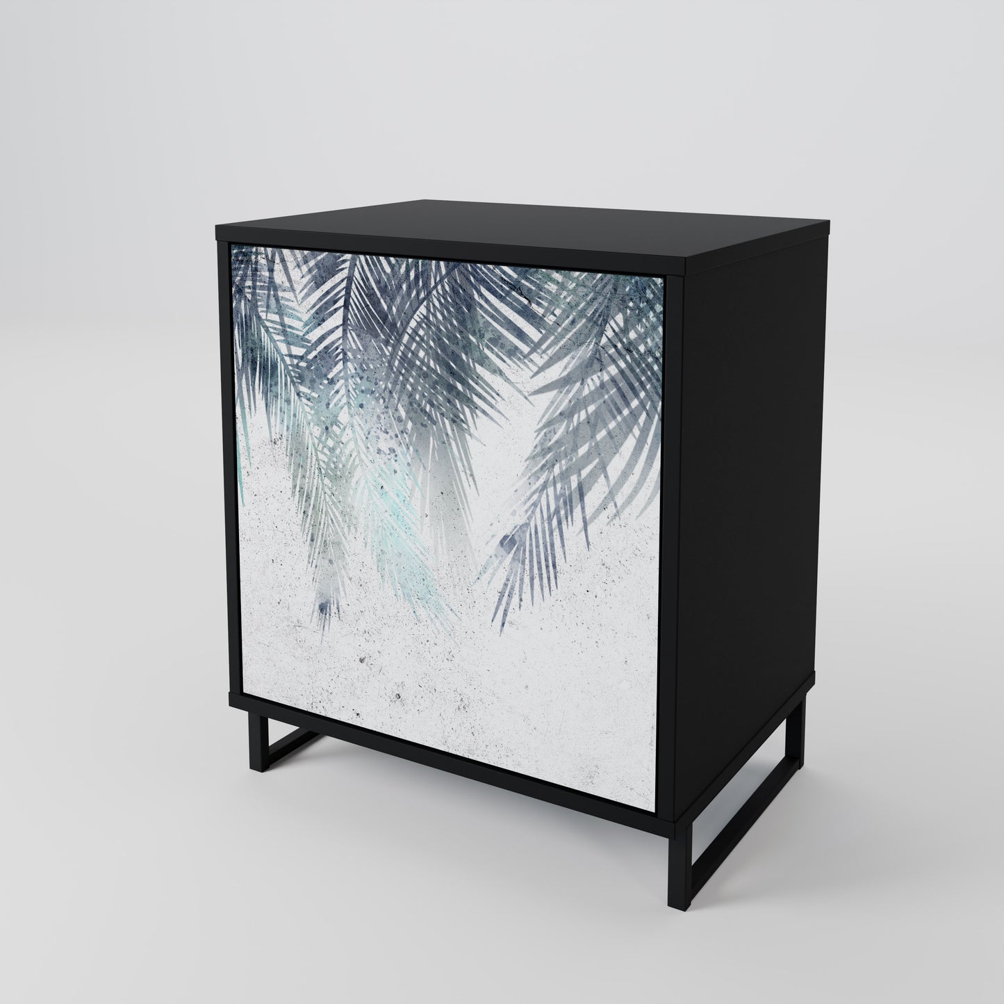 PALM VEIL 1-Door Sideboard in Black Finish