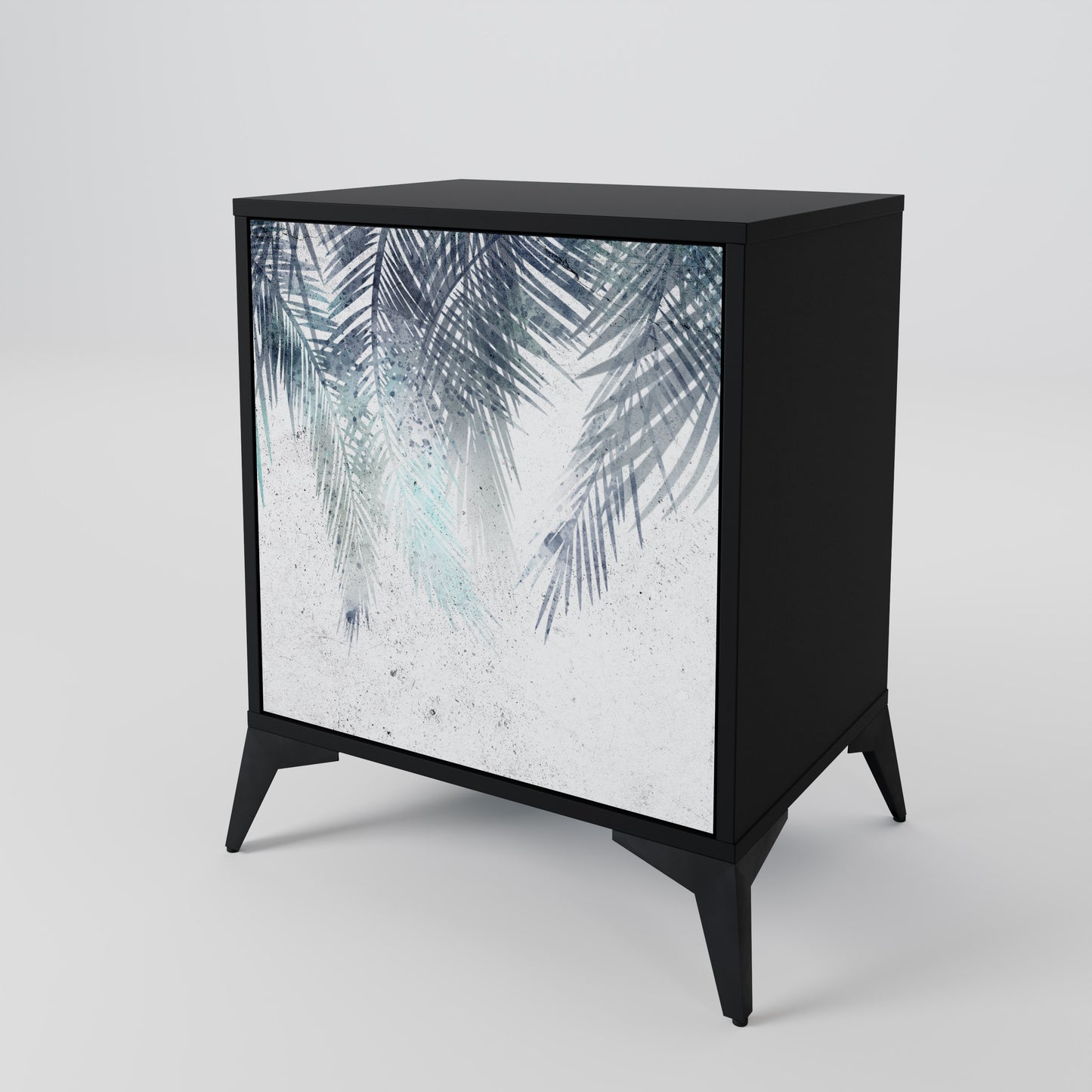 PALM VEIL 1-Door Sideboard in Black Finish