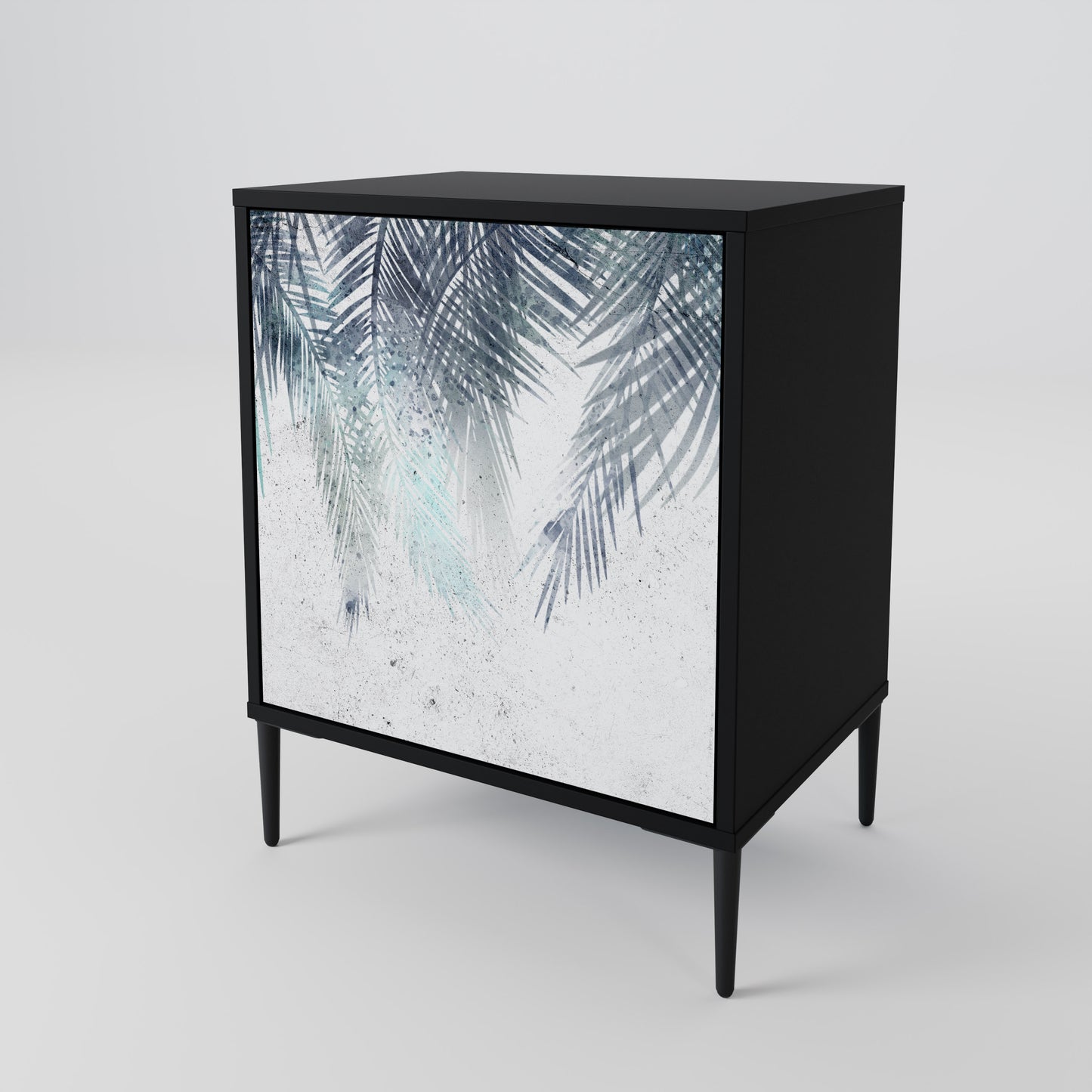 PALM VEIL 1-Door Sideboard in Black Finish