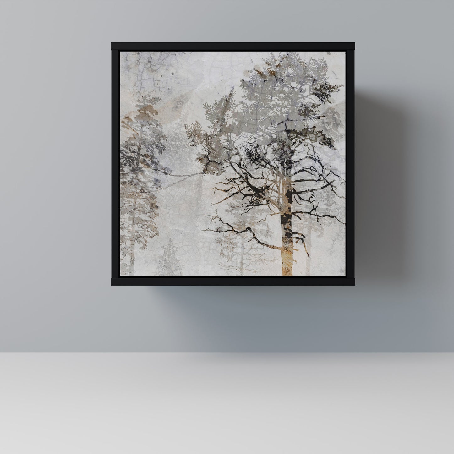 Credenza a 1 anta FADE IN THE TREES con finitura nera