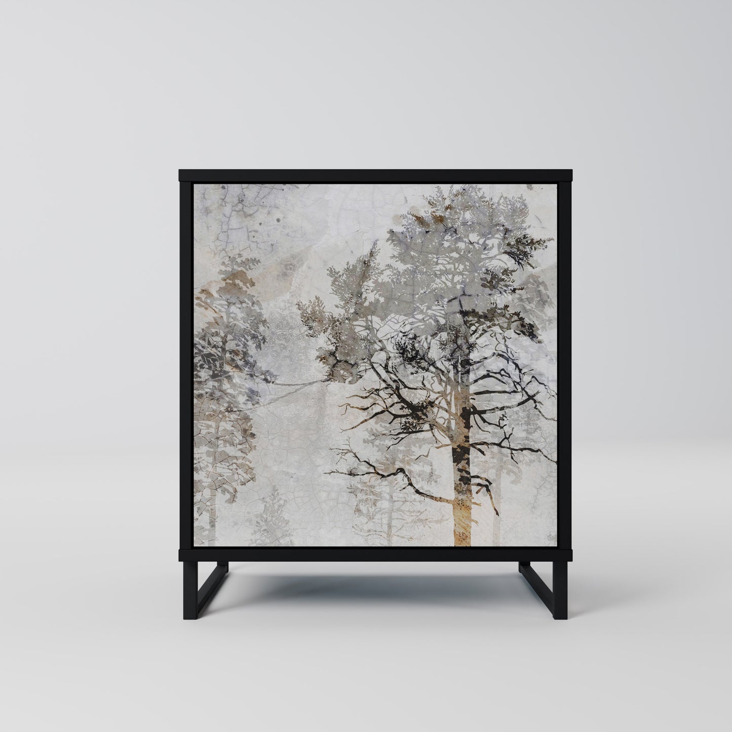 Credenza a 1 anta FADE IN THE TREES con finitura nera